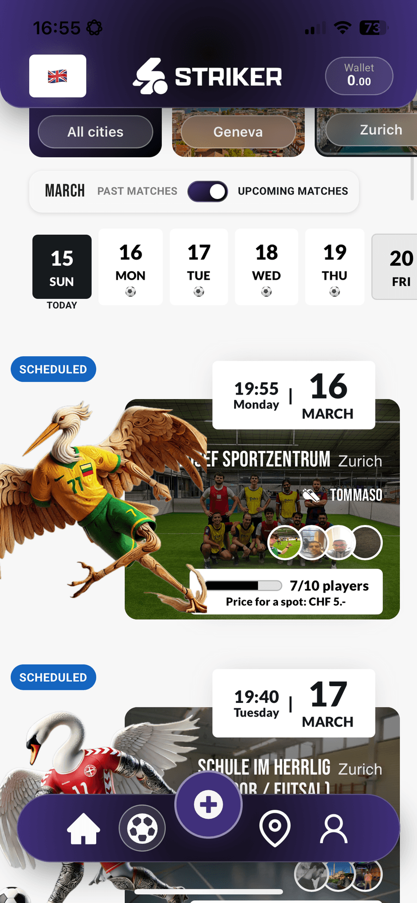 Step 1: Find a game — browse by city and time tonight.