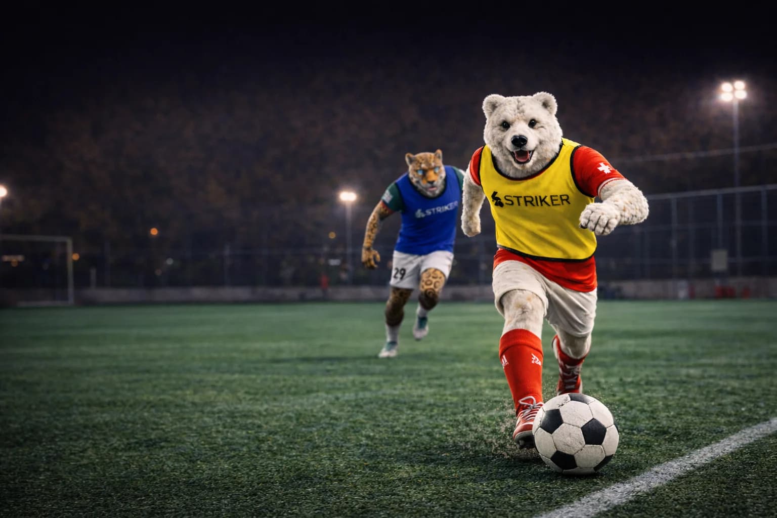 Aerial view of a football pitch used for Striker pickup games in Switzerland