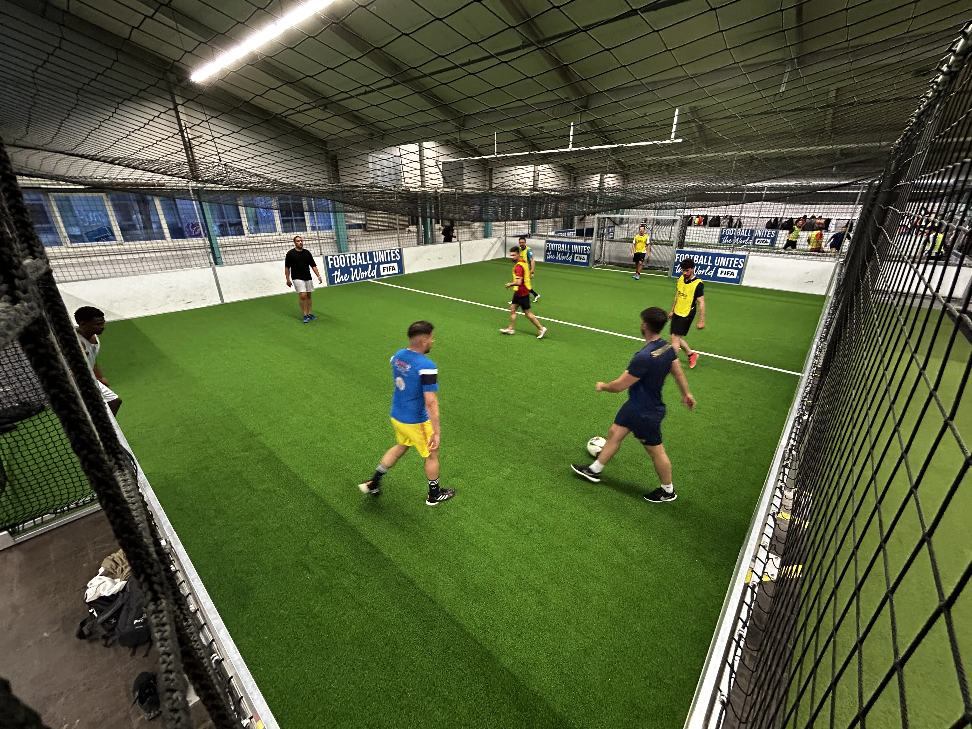 Overhead view of indoor football pitch in Zurich
